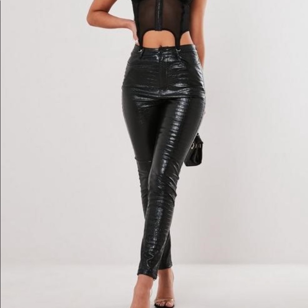 Stassie x Missguided Faux Leather Croc pants